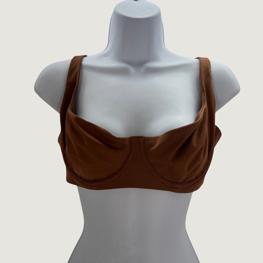 Shecurve Womens 34D Underwire Bra Terracotta Brown Unlined Balconette Adjustable